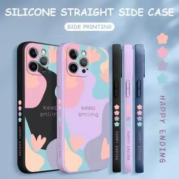 Чехол для телефона с мультяшным красочным узором, квадратный, жидкий, силикон, TPU, полное покрытие камеры, противоударный защитный чехол для Xiaomi Redmi iPhone Xiaomi 13 темно-синий