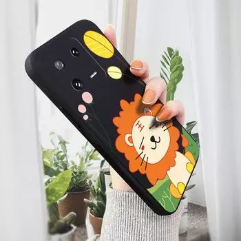 Чехол для телефона с мультяшным красочным узором, квадратный, жидкий, силикон, TPU, полное покрытие камеры, противоударный защитный чехол для Xiaomi Redmi iPhone iPhone 15 Pro чёрный