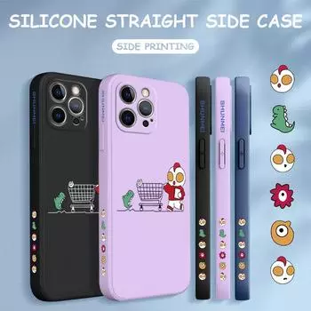 Чехол для телефона с мультяшным красочным узором, квадратный, жидкий, силикон, TPU, полное покрытие камеры, противоударный защитный чехол для Xiaomi Redmi iPhone iPhone 14 темно-синий