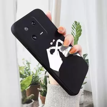 Чехол для телефона с мультяшным красочным узором, квадратный, жидкий, силикон, TPU, полное покрытие камеры, противоударный защитный чехол для Xiaomi Redmi iPhone Redmi 13C темно-синий