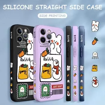 Чехол для телефона с мультяшным красочным узором, квадратный, жидкий, силикон, TPU, полное покрытие камеры, противоударный защитный чехол для Xiaomi Redmi iPhone Xiaomi Poco M3 Pro 5G чёрный