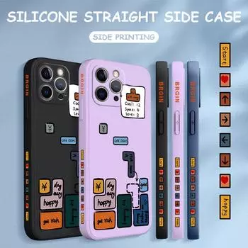 Чехол для телефона с мультяшным красочным узором, квадратный, жидкий, силикон, TPU, полное покрытие камеры, противоударный защитный чехол для Xiaomi Redmi iPhone iPhone 11 Pro Max темно-синий