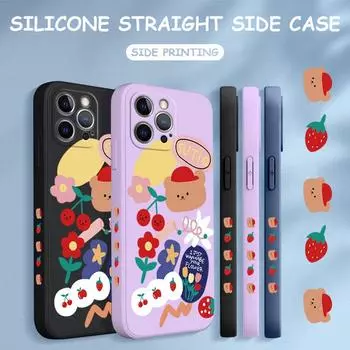 Чехол для телефона с мультяшным красочным узором, квадратный, жидкий, силикон, TPU, полное покрытие камеры, противоударный защитный чехол для Xiaomi Redmi iPhone iPhone X темно-зеленого