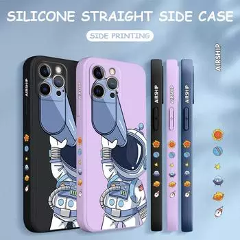 Чехол для телефона с мультяшным красочным узором, квадратный, жидкий, силикон, TPU, полное покрытие камеры, противоударный защитный чехол для Xiaomi Redmi iPhone iPhone 14 чёрный