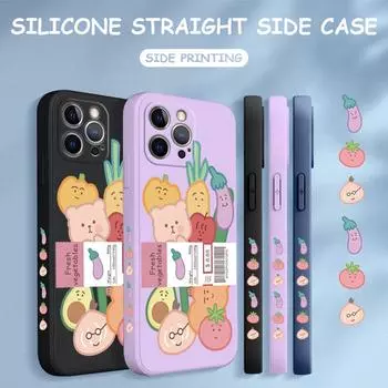 Чехол для телефона с мультяшным красочным узором, квадратный, жидкий, силикон, TPU, полное покрытие камеры, противоударный защитный чехол для Xiaomi Redmi iPhone Xiaomi 11T Pro темно-зеленого