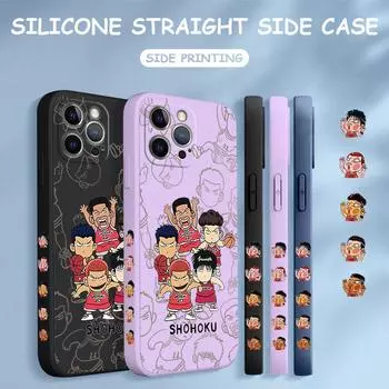 Чехол для телефона с мультяшным красочным узором, квадратный, жидкий, силикон, TPU, полное покрытие камеры, противоударный защитный чехол для Xiaomi Redmi iPhone iPhone 13 Pro Max темно-зеленого