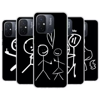 Чехол для телефона с мультяшным Стикменом Матчменом для Xiaomi Redmi 12 12C 10 10C 10A 9T 9C 9A 9 8 8A 7 7A 6 6A K20 K30 K40 Pro S2 Fundas Cove Redmi 12C