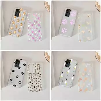 Чехол для телефона с мультяшными собачьими следами для Huawei Mate P10 P20 P30 P40 P50 Smart Z Honor 50 60 70 Pro Lite, прозрачный чехол Huawei P40 Lite