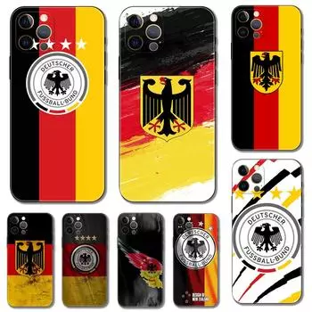 Чехол для телефона с немецким флагом для iphone 14 5S 2020se 6 6s 7 8 plus x 10 XR XS 11 12 13 mini pro MAX, черная задняя крышка из ТПУ iPhone 14