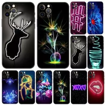 Чехол для телефона с неоновым узором для iPhone 5 5S 2020se 6 6s 7 8 plus x 10 XR XS 11 12 13 mini pro MAX, черная задняя крышка из ТПУ iphone 5 5S SE 2016