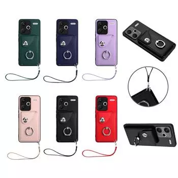 Чехол для телефона с отделениями для карточек-кошелька и кольцом-кронштейном для Xiaomi Redmi Turbo 3, Poco F6, Civi 4 Pro, Note 13R Pro, Note 13, Note 12, Poco X6, Poco X5 Pro... Redmi Note 12 Turbo чёрный