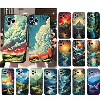 Чехол для телефона с пейзажем, лесом и облаком для iPhone Samsung Galaxy Redmi Xiaomi Oppo OnePlus Note SA 7 8 9 10 11 12 13 14 20 21 22 23 53 54 Pro Max Ultra iPhone 6 or 6S