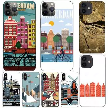 Чехол для телефона с плакатом «Амстердам» для IPhone 13 12 11 Pro Max Mini Xs X Xr 7 8 6 6s Plus Se 2020, высококачественный чехол iphone xs max