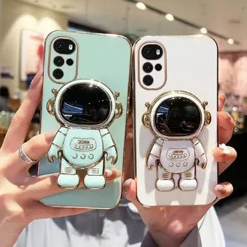 Чехол для телефона с подставкой астронавта для Motorola Moto G22 G32 G52 G82 G13 G23 G53 G73 G10 G20 G30 G50 G60 G60S E13 E32 E22, чехол G53 чёрный