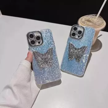 Чехол для телефона с подставкой-бабочкой и лазерным красочным ромбовидным узором для Apple 11/12/13/14/15 For iphone 15 Pro Max