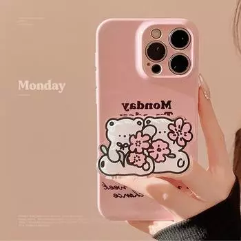Чехол для телефона с подставкой «Цветочный медведь» для iPhone 11/12/13/14/15 15promax