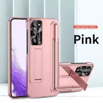 Чехол для телефона с подставкой S Pen Design для Samsung Galaxy S23 Ultra S23 Plus S23ultra S 23 5g, защита объектива, задняя крышка for Galaxy S23 ultra серебряный