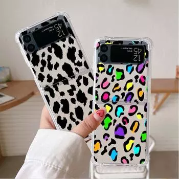 Чехол для телефона с подушкой безопасности для Samsung Galaxy Zflip3 Z Flip 4 5g Z Flip 3 Zflip Flip3 Flip4 ТПУ Мягкий чехол Модный сексуальный леопардовый узор Samsung Z Flip3 5G