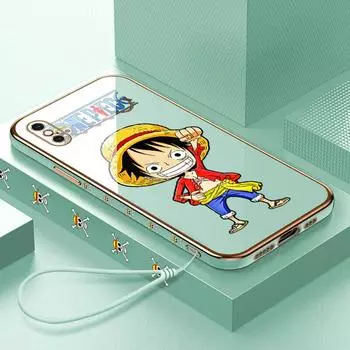 Чехол для телефона с покрытием Луффи для OPPO A98 5G A15 Realme C3 VIVO V21E Infinix HUAWEI P30, мягкий чехол с квадратным краем OPPO A98 5G ярко-зеленый