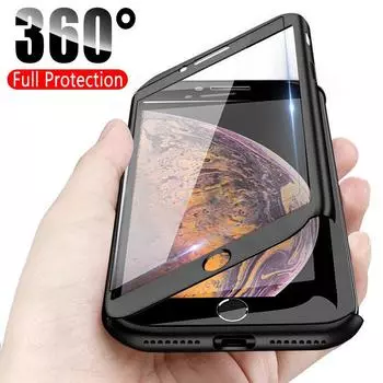 Чехол для телефона с полным покрытием на 360 градусов для iPhone 7, 8, 6, 6s Plus SE 2020, защитный чехол для iPhone 11 Pro, XS MAX XR 5, 5S, 7, чехол со стеклом For iphone 11 Pro серебряный