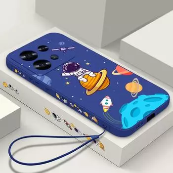 Чехол для телефона с принтом астронавта для Xiaomi 13T Pro Poco X6 F6 Redmi Note 13 12 Pro 11 10, мягкий силиконовый ремешок для защиты линз, противоударный тонкий чехол Redmi Note 13 4G бежевый