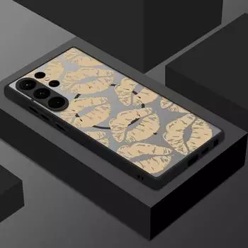 Чехол для телефона с принтом губ и беспроводной зарядкой на магните для Samsung S25 Ultra S24 FE S23 S22 Plus S21, противоударный, жесткий, матовый, прозрачный чехол-бампер из поликарбоната Samsung S25 дубильная кора