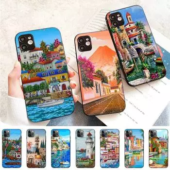 Чехол для телефона с принтом «Ия Санторини, Греция, церковь, ручная роспись» для iPhone 11 12 13 Mini Pro Max 8 7 6 6S Plus X 5 S SE 2020 XR XS 10 6plus or 6s plus