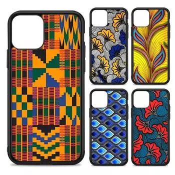 Чехол для телефона с принтом из ткани в африканском стиле, силиконовый чехол из ПК+ТПУ для iPhone 11 12 13 Pro Max 8 7 6 Plus X SE XR, жесткие чехлы iphone 14