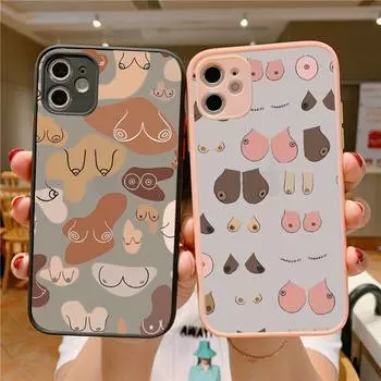 Чехол для телефона с принтом «Сиськи» для iPhone X XR XS 7 8 Plus 11 12 13 pro MAX 13mini, полупрозрачный матовый чехол iphone 7 or 8