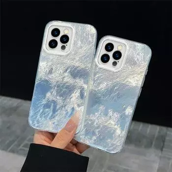 Чехол для телефона с прозрачной рамкой для iPhone 13 16 15 12 11 Pro Max 14 7 8 6s Plus XR XS Max 12 mini 4 5s Glacier Pattern защитный мягкий чехол для задней панели с защитой от падений for iPhone 4