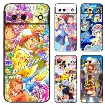 Чехол для телефона с японским аниме покемоны пикачу для Google Pixel 7 6 Pro 6A 5A 5 4 4A XL 5G черный мягкий чехол Fundas Coque Cover Google Pixel 4