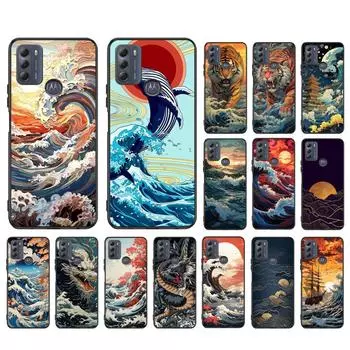 Чехол для телефона с японским рисунком волны для Moto G84 G22 G32 G42 G52 G62 G53 G72 G60 G60S G100 G10 G20 G30 G13 G50 G 5G G Pure Moto G10 G20 G30