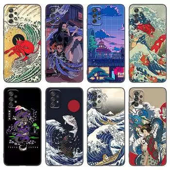 Чехол для телефона с японским волнистым аниме Драконом для Samsung A21 A30 A50 A52 S A13 A22 A32 4G A23 A33 A53 A73 5G A12 A31 A51 A70 A71 A72 Samsung A12