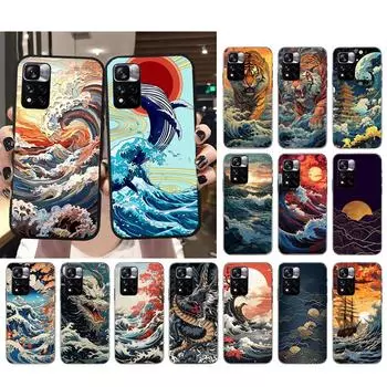 Чехол для телефона с японским волнистым пейзажем для Xiaomi Redmi note 13 12 Pro 11S 11 10 Pro 10S 12S Redmi 10 9C 13C Redmi Note 10 4G