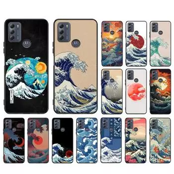 Чехол для телефона с японской иллюстрацией Wave для Moto G82 G22 G62 G13 G32 G53 G31 G60 G52 G100 G200 G42 G41 G51 G30 G10 G20 G50 G Shell Moto G42