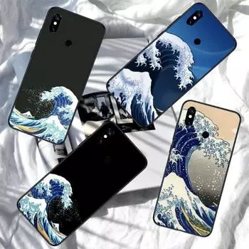 Чехол для телефона с японской волной и морем для Xiaomi Redmi Note 11 10 9T 8 7 Pro Redmi 9 9A 9C 8 7 6, мягкий черный чехол для телефона Redmi Note 11 or 11S