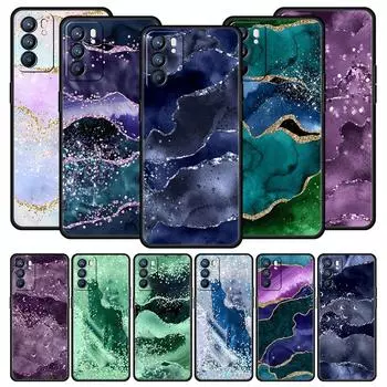 Чехол для телефона с радужным блестящим агатом и мрамором для Oppo Find X5 A54 A53 A52 A9 2020 A15 A95 A16 A76 A74 Reno7 SE Reno6 Pro 5G Oppo Find X5
