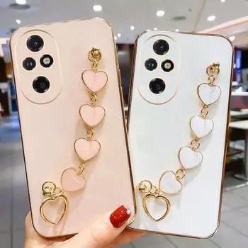 Чехол для телефона с ремешком на запястье для Honor 200 Pro 200 Lite 100 Pro 90 80 Honor X9B X8B X7B X9A X8A X7A, мягкий тонкий чехол-браслет For Honor 200 Pro чёрный