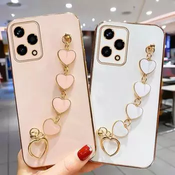 Чехол для телефона с ремешком на запястье для Honor 200 Lite 100 Pro 90 80 70 Pro Honor X9B X8B X7B X9A X8A X7A X6, мягкий тонкий чехол-браслет For Honor X7A белый