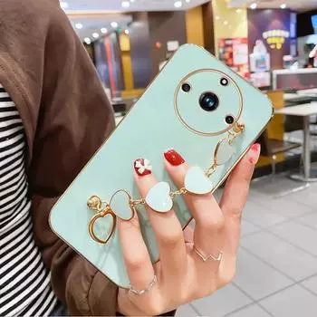 Чехол для телефона с ремешком на запястье для Realme 11 Pro + 10 Pro 9 9i 8 Pro 8i 7 Realme GT Neo 5 5S 3 2 2T GT Master, мягкая задняя крышка Realme 11 Pro Plus розовый