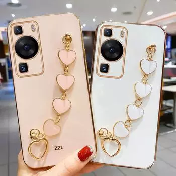 Чехол для телефона с ремешком на запястье для Huawei P60 Pro + P60 Art P50 P40 P30 P20 Lite Mate 50 Pro 40 30 20, мягкий тонкий чехол-браслет For Mate 30 Pro фиолетовый