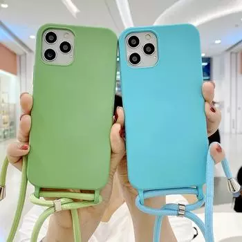 Чехол для телефона с ремешком ярких цветов для Iphone 12 11 Pro Max Xr Xs Max X 7 8plus 12mini 12pro 11, мягкий ремешок через плечо, мягкая задняя крышка For iPhone XS