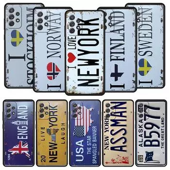 Чехол для телефона с ретро-номерным знаком автомобиля для Samsung A13 A51 A71 A41 A31 A21S A11 A03S A12 A32 A52 A22 A23 A33 A53 A73 5G Samsung A12