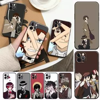 Чехол для телефона с рисунком аниме Bungou Stray Dogs Dazai Osamu для iPhone14 13 12 11 Pro Max 8 7 SE XR XS Plus, черный мягкий силиконовый чехол iPhone 14 PM
