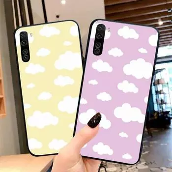 Чехол для телефона с рисунком белых облаков для OPPO Find X5 X3 X2 A93 Reno 8 7 Pro A74 A72 A53, мягкий черный чехол для телефона OPPO Find X5
