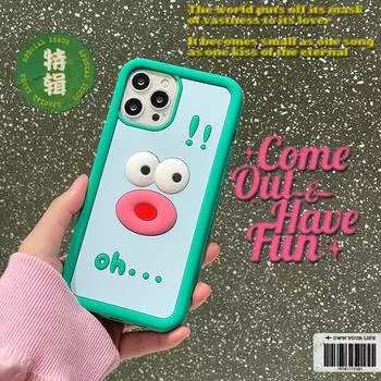 Чехол для телефона с рисунком Cute OH Doodle Expression, совместимый для iPhone 14 13 12 Pro Max 11 X XS XR X Max, стереоскопический силиконовый защитный чехол iPhone X зелёный