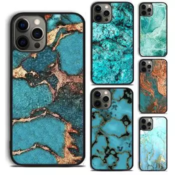 Чехол для телефона с рисунком из бирюзового камня и мрамора для iPhone 5 6 7 8 Plus X XR XS SE2020 Apple 11 12 13 mini Pro Max Galaxy S20 S21 iPhone 5 5S SE
