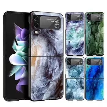Чехол для телефона с рисунком кистью из мрамора для Samsung Galaxy Z Flip3 Flip4 Flip5, чехол для Z Flip 3 Flip 5 4 5G, жесткий складной чехол Samsung Z Flip