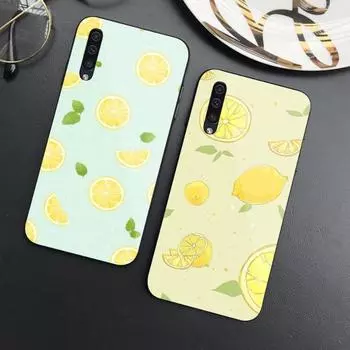Чехол для телефона с рисунком лимонных фруктов для Samung A32 A51 A52 NOTE 10 20 S10 S20 S21 S22 Pro Ultra Black PC Glass Phone Cover Samsung S22