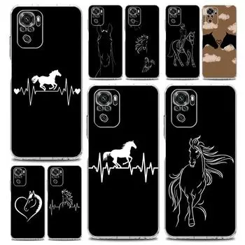 Чехол для телефона с рисунком лошади для Xiaomi Redmi Note 13 12 5G 9S 9 8 10 11 Pro Plus 4G 9T 13C 12C10C 9C 9A 7 Pro, прозрачный чехол Redmi 12C